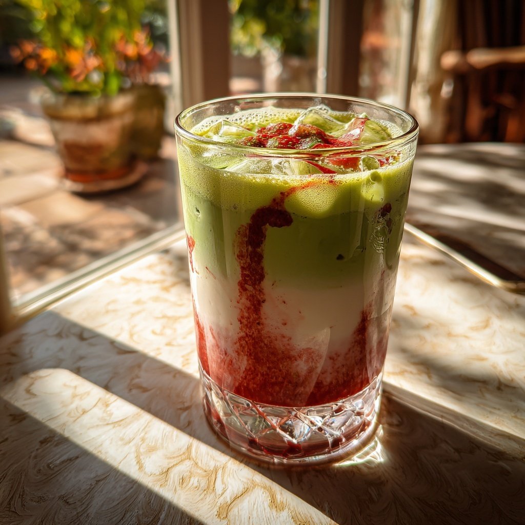 Iced Matcha Strawberry Latte