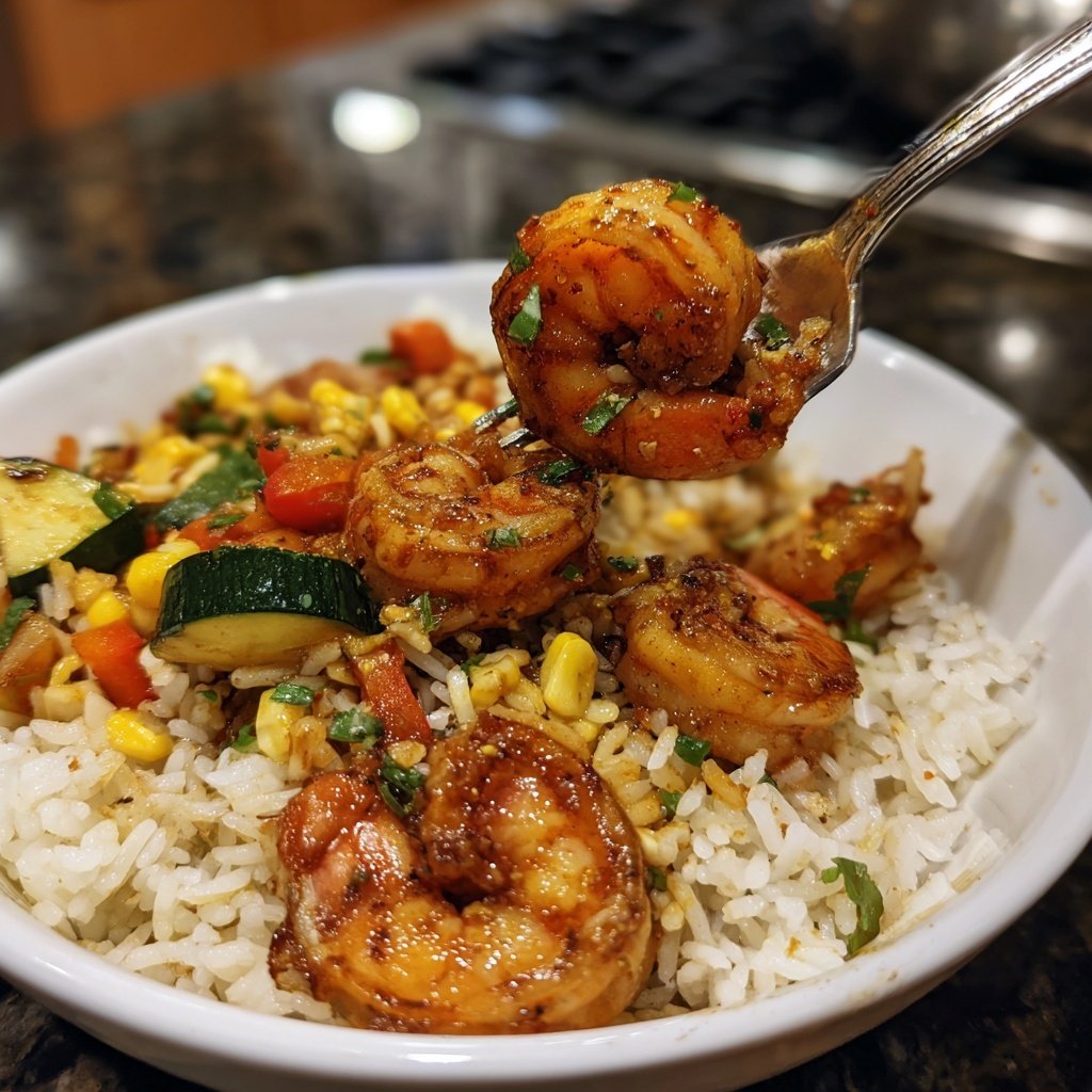 High Protein Shrimp Rice Bowl