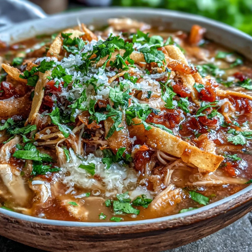 Shredded Chicken Tortilla Soup