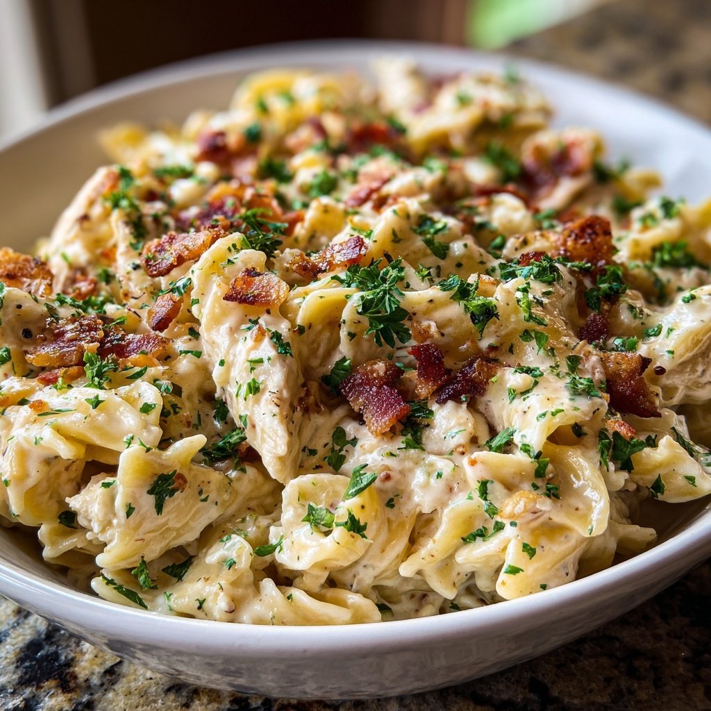 Creamy Chicken Bacon Ranch Pasta