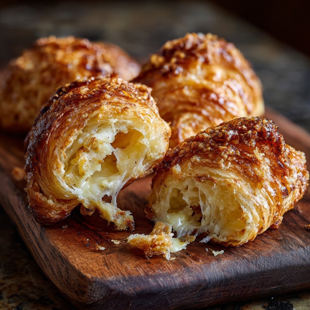 Crispy Butter Garlic Croissant Rolls